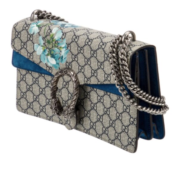 GG Supreme Monogram Blooms Small Dionysus Shoulder Bag Beige Navy Vintage Blue - Picture 2 of 5